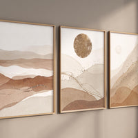 Neutral Abstract Landscape Print Set: Beige Earth Tone Boho Decor