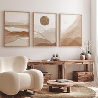 Neutral Abstract Landscape Print Set: Beige Earth Tone Boho Decor