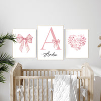 Pink Bow Nursery Print: Baby Girl Room Wall Art