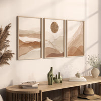 Neutral Abstract Landscape Print Set: Beige Earth Tone Boho Decor