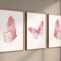 Watercolor Butterfly Nursery Art Set: Pink Boho Prints
