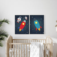 Space Nursery Art Set of 2: Solar System Prints, Boy Bedroom Decor