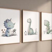 Dinosaur Nursery Prints - Set of 3 Baby Dino Wall Art