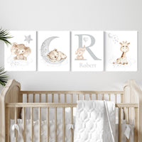 Neutral Nursery Animal Prints: Bear, Elephant, Giraffe