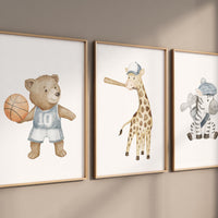 Baby Animals Sports Nursery Print: Safari Theme