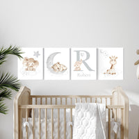 Neutral Nursery Animal Prints: Bear, Elephant, Giraffe