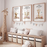 Christian Nursery Art Prints: Bear, Elephant, Giraffe Bible Verse Decor