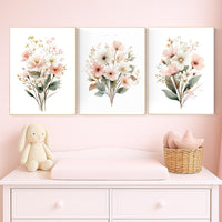 Blush Floral Nursery Print: Boho Flower Bouquet Watercolor Art