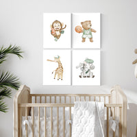 Baby Animals Sports Print: Safari Nursery Decor