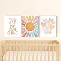 You Are My Sunshine Wall Art Set: Pastel Rainbow Nursery Prints