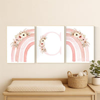 Floral Rainbow Nursery Art Prints - Boho Baby Girl Decor Set