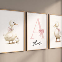 Duck Nursery Wall Art: Personalized Baby Girl Name Print