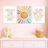 Rainbow Sun Nursery Decor: Dream Big Little One Print Set