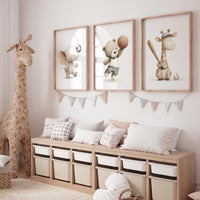Baby Animal Sports Nursery Print: Baseball, Soccer, Basketball