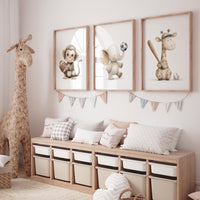 Baby Animals Sports Nursery Print: Safari Theme
