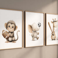 Baby Animals Sports Nursery Print: Safari Theme