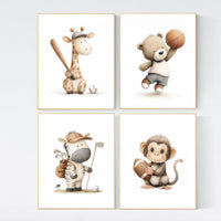 Baby Animals Sports Print: Safari Nursery Decor