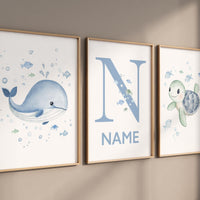Watercolor Sea Animal Prints: Ocean Nursery Wall Art