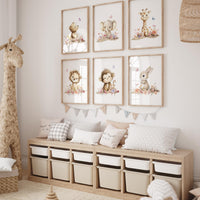 Floral Safari Animal Prints: Boho Nursery Decor, Set of 6