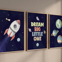 Space Nursery Prints: Astronaut, Rocket, Planets Wall Art Set