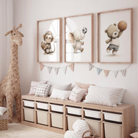 Baby Animal Sports Nursery Art Prints: Safari Theme