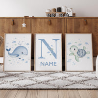 Watercolor Sea Animal Prints: Ocean Nursery Wall Art