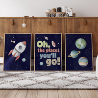 Oh, The Places You’ll Go, Space Nursery Wall Art Set