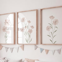 Boho Wildflower Nursery Print: Blush Pink Floral Art