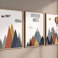 Adventure Awaits Nursery Wall Art Set, Mountain Nursery Prints