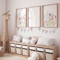 Wildflower Nursery Print: Pastel Botanical Watercolor Art