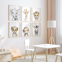 Safari Animal Nursery Prints: Watercolor Jungle Animals, Set of 6