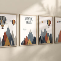 Adventure Nursery Wall Art Set of 4, Mountain Nursery Prints