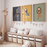 Safari Animal Nursery Prints: Boho Jungle Art, Set of 3