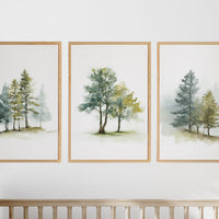 Mountain Nursery Print: Sage Green Forest, Adventure Theme