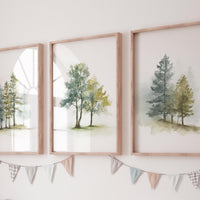 Mountain Nursery Print: Sage Green Forest, Adventure Theme