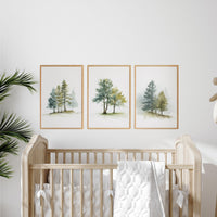 Mountain Nursery Print: Sage Green Forest, Adventure Theme