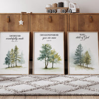 Mountain Nursery Art Print: Forest wall art, Bible Verse Decor