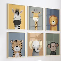 Safari Animal Nursery Prints: Boho Jungle Art