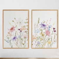 Wildflower Wall Art Set of 2, Pastel Floral Nursery Prints