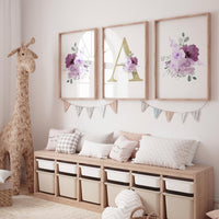 Floral Nursery Decor Girl: Purple Lavender Flower Prints