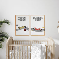 Personalized Race Car Nursery Art Print: Boys Room Decor