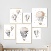 Hot Air Balloon Nursery Prints: Neutral Baby Room Decor
