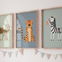 Safari Animal Nursery Prints: Boho Jungle Art, Set of 3