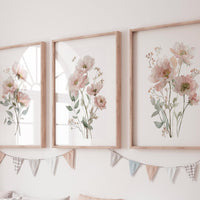 Boho Wildflower Nursery Print: Blush Pink Floral Art