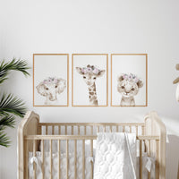 Pink Floral Safari Animal Prints: Girl Nursery Decor