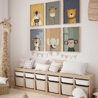 Safari Animal Nursery Prints: Boho Jungle Art