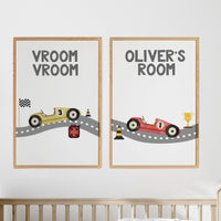 Personalized Race Car Nursery Art Print: Boys Room Decor
