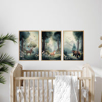 Woodland Nursery Art: Whimsical Animals Print, forest animals