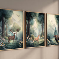 Woodland Nursery Art: Whimsical Animals Print, forest animals