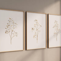 Beige Botanical Line Art Print Set: Minimalist Floral Wall Decor